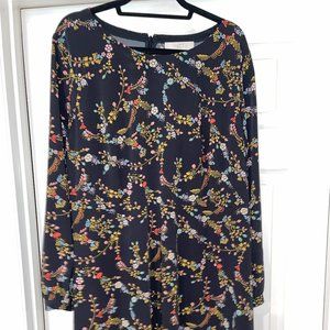 Loft PLUS Floral Black Pink Dress - Size 18